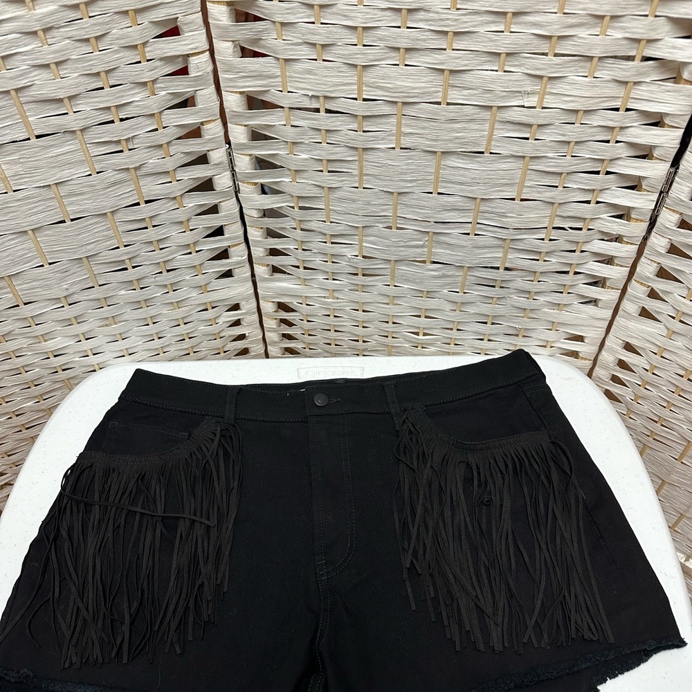 NOBO Black‎ Jean Shorts with Fringe Detailing size 17